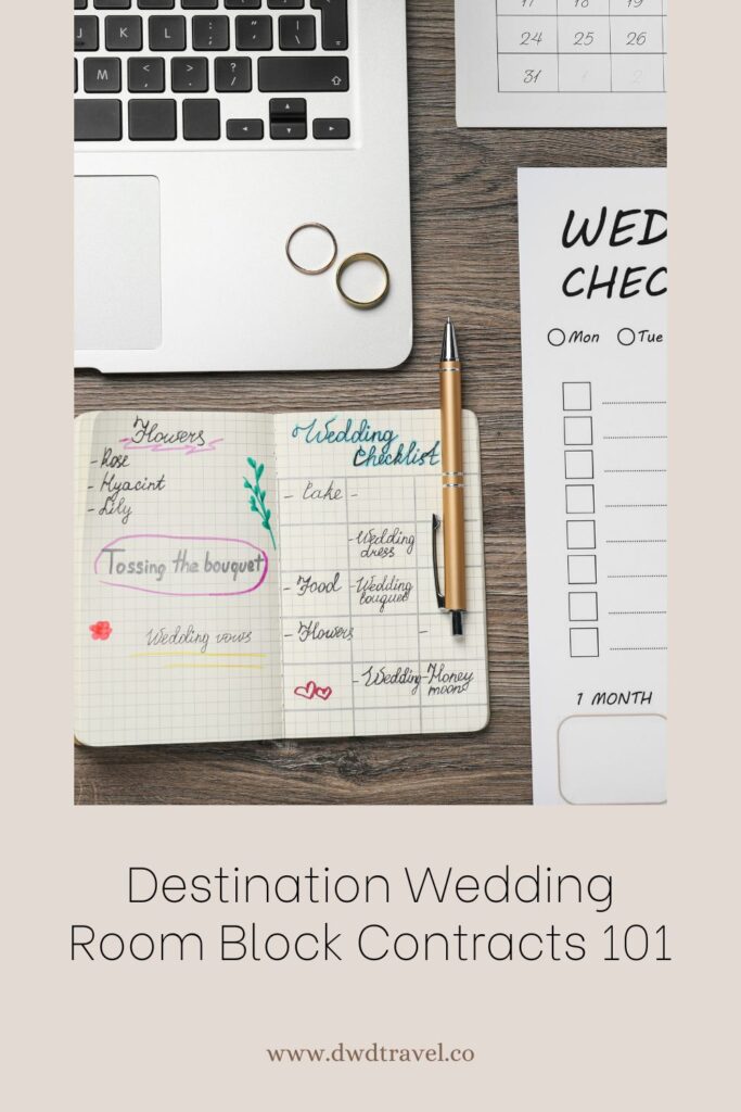 couple reviewing destination wedding contract on laptop