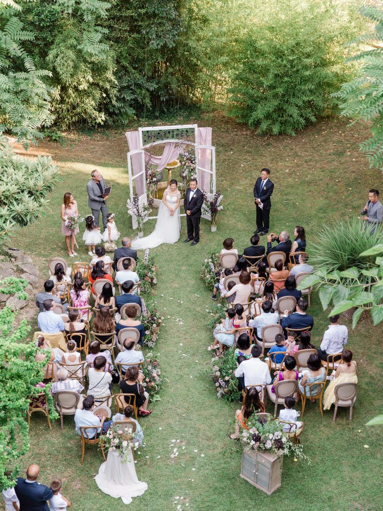 small wedding ceremony intimate outdoor guests seated