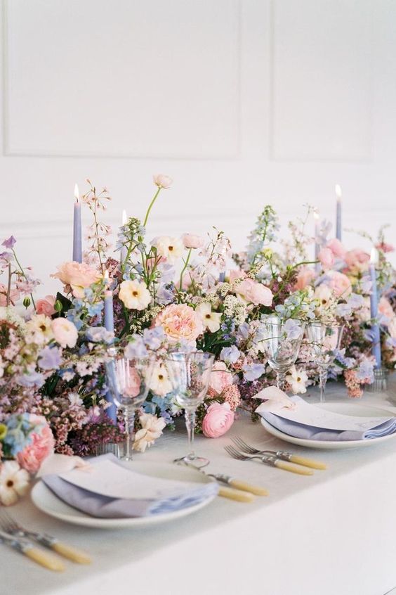 styled wedding shoot table setting with florals
