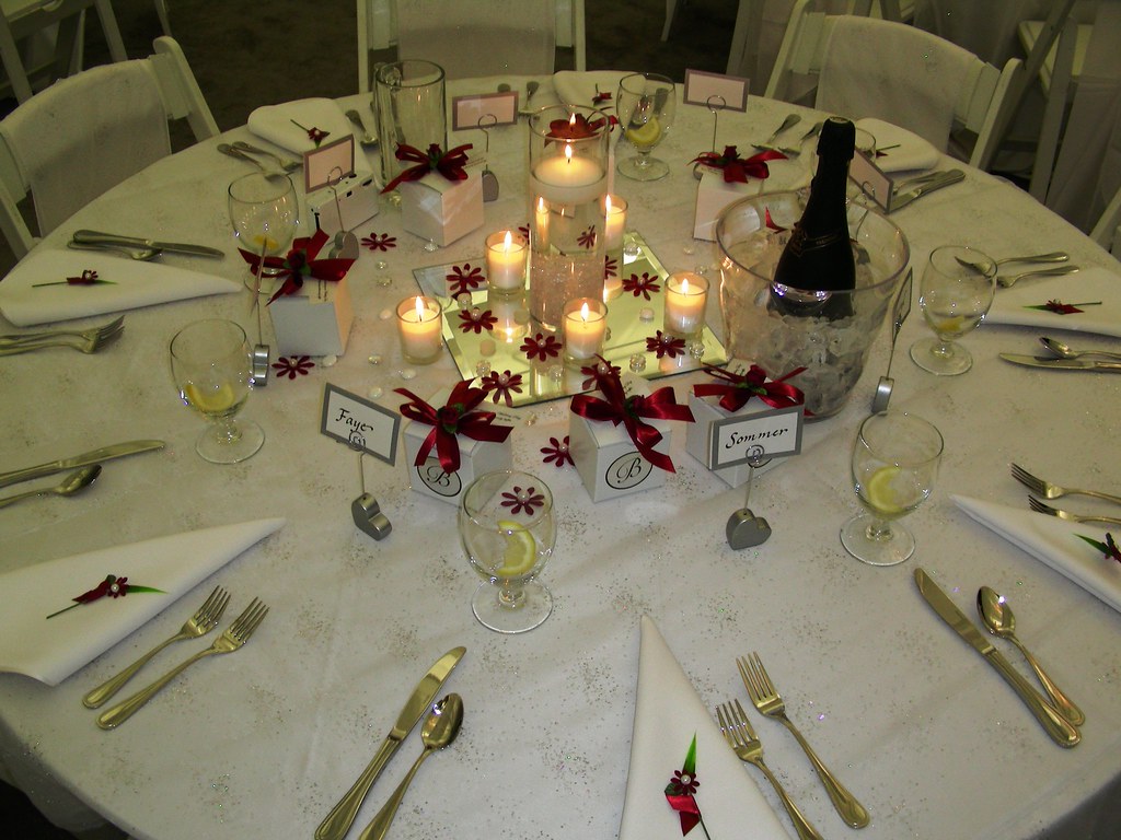 reception tables set with place settings